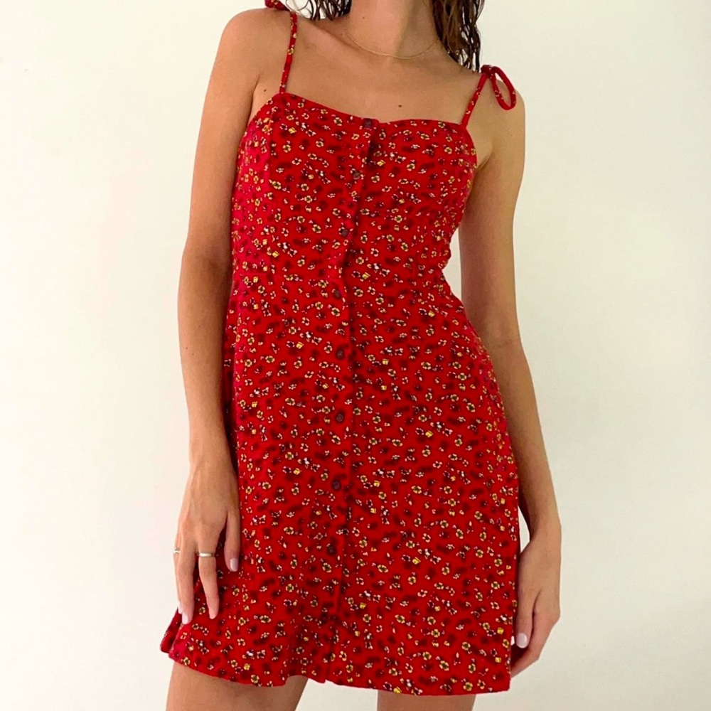 Topshop Floral Red Mini Sundress